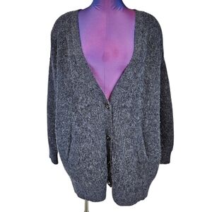 Free People Blue Gorpcore Oversized‎ Button Up Mohair Cardigan Size XS Women